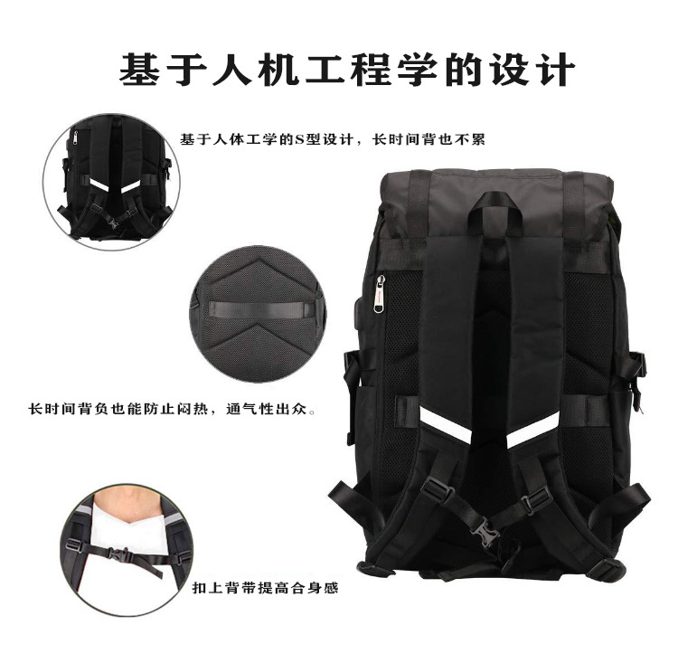 跨境熱賣(mài)電腦包背包男戶外旅行休閑雙肩包商務(wù)書(shū)包出差多功能男包(圖3)